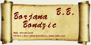 Borjana Bondžić vizit kartica
